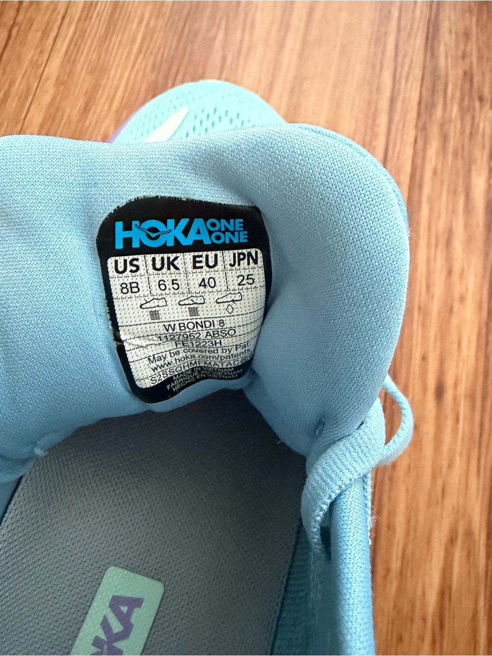 Hoka bondi 8 Women's Running Shoe in Aqua and Lavender - Picture 7 of 11